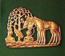 Belt plaque from the Siberian collection of Peter the Great, probably Ingala Valley: it was sent by M. P. Gagarin, governor of Siberia in Tobolsk, in 1716. Dated circa 300 BCE.