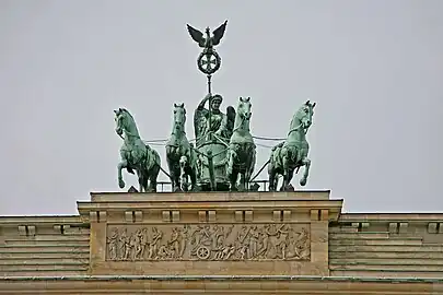 The quadriga and bas-reliefs on the Brandenburg Gate