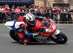 Superstock TT – Michael Dunlop (6) Honda Parliament Square, Ramsey 3 June 2013.