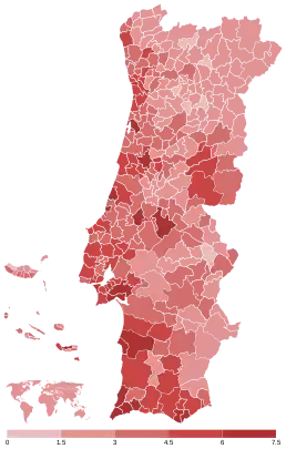 Share of the Left Bloc (BE) by municipality