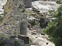 A wall of the fort on the steep hill