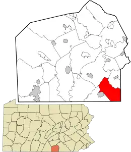 Location in Adams County and the state of Pennsylvania.