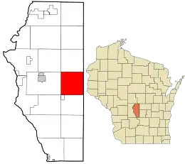 Location in Adams County and the state of Wisconsin.