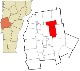 Location in Addison County and the state of Vermont.