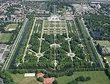 The Herrenhausen Gardens in Hanover, canal by Sophia of Hanover, mother of George I, round three sides