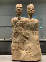 Ain Ghazal statues, c. 7000 BC, found in Ain Ghazal, Jordan
