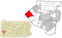Location in Allegheny County and state of Pennsylvania