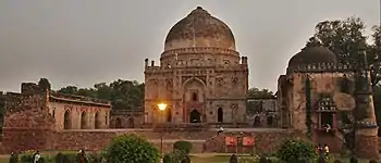 The Bara Gumbad and Bara Gumbad Mosque in the Lodhi Gardens.