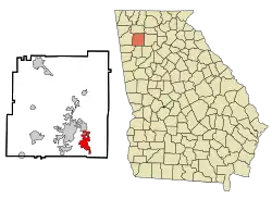 Location in Bartow County and the state of Georgia