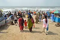 Sea of humanity at the sea beach