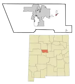 Location of Tijeras, New Mexico