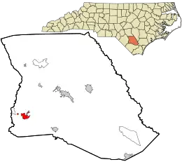 Location in Bladen County and the state of North Carolina