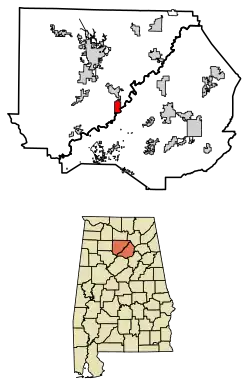Location of Garden City in Cullman County and Blount County, Alabama.
