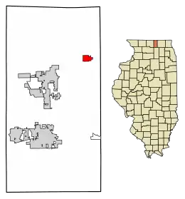 Location of Capron in Boone County, Illinois.