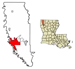 Location of Bossier City in Bossier Parish, Louisiana