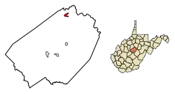 Location of Burnsville in Braxton County, West Virginia.