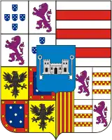 Escutcheon bearing multiple quarterings with an inescutcheon forming the coat of arms of the Count of Porto Alegre