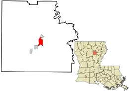 Location in Caldwell Parish and the state of Louisiana.