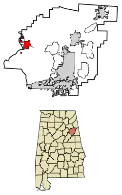 Location of Ohatchee in Calhoun County, Alabama.