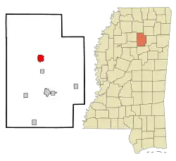 Location of Old Town, Mississippi