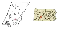 Location of Wilmore in Cambria County, Pennsylvania.