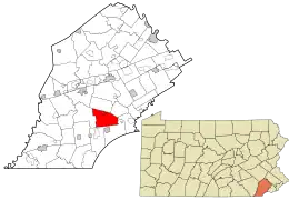 Location in Chester County and the state of Pennsylvania.