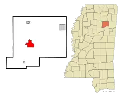 Location of Houston, Mississippi