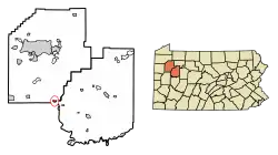 Location of Emlenton in Clarion County, Pennsylvania