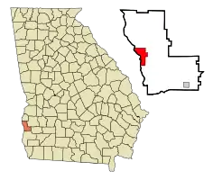 Location in Clay County and the state of Georgia
