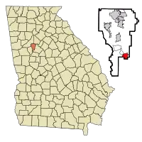 Location in Clayton County and the state of Georgia