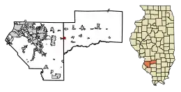 Location of New Baden in Clinton County, Illinois.