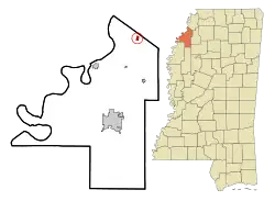 Location of Lula, Mississippi