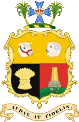 Queensland's official coat of arms from the end of 1893 to 1902, and again from 1953 to 1977.