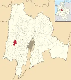 Location of the municipality and town inside Cundinamarca Department of Colombia