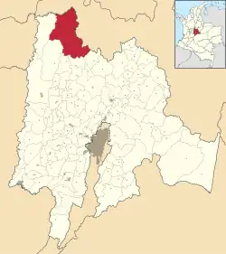 Location of the municipality and town in Cundinamarca