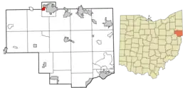 Location of Salem Heights in Columbiana County and in the State of Ohio