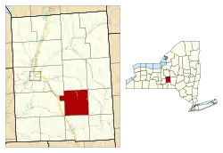 Location within Cortland County and New York
