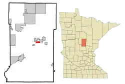 Location of Irontonwithin Crow Wing County, Minnesota