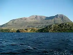 Cul Mor from a boat on Loch Veyatie