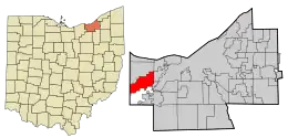 Location in Cuyahoga County and the state of Ohio