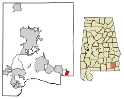 Location of Grimes in Dale County, Alabama.