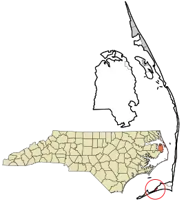 Location in Dare County and the state of North Carolina