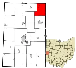 Location in Darke County and the state of Ohio.