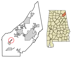 Location of Lakeview in DeKalb County, Alabama.