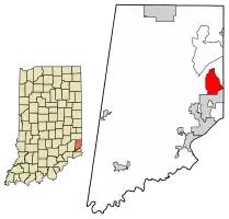 Location of Hidden Valley in Dearborn County, Indiana.