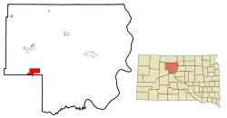 Location in Dewey County and the state of South Dakota
