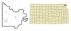 Location within Doniphan County and Kansas