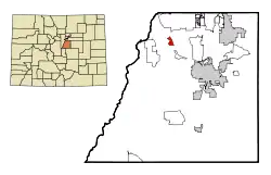 Location of the Louviers CDP in Douglas County, Colorado.
Colorado