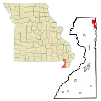Location of Malden, Missouri