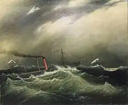 Eastward voyage of the new Cunarder Acadia, ca 1840-1860, in the collection at The Mariners' Museum